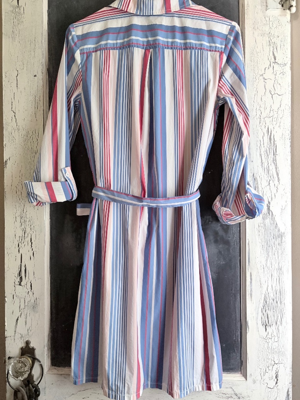 Tommy Hilfiger Red White Blue Striped Shirt Dress - Picture 2 of 5